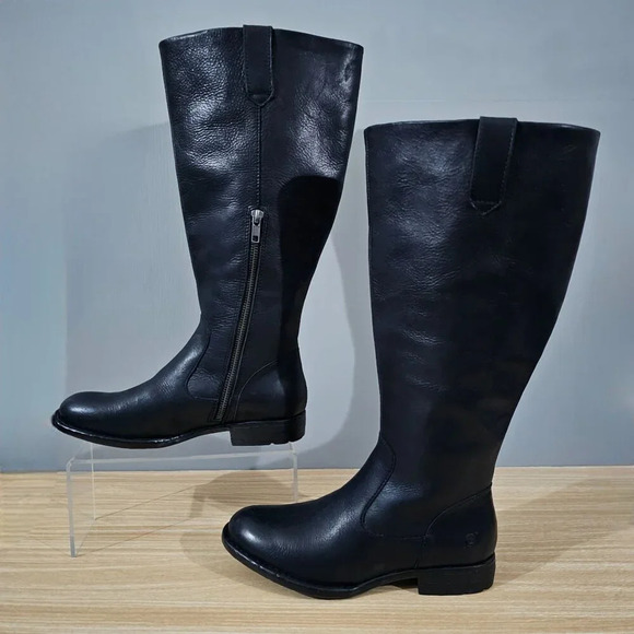 Born Shaunie Knee High Boot Womens 6 Extended Calf Black Leather Tall Fall NEW - Picture 2 of 13